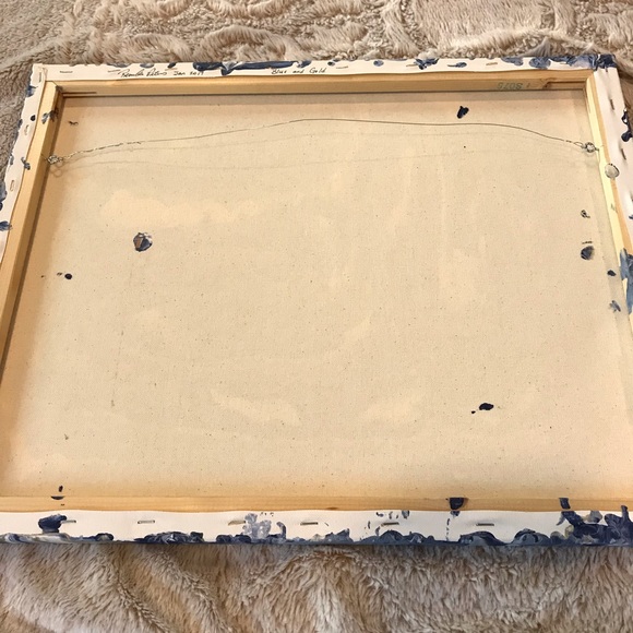 Abstract art Blue & Gold 16 x 20 original artwork signed by artist - Picture 9 of 9